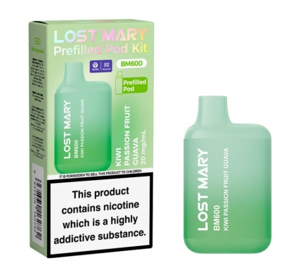 LOST MARY BM600 Prefilled Pod Kit Kiwi Passion Fruit Guava x 10P