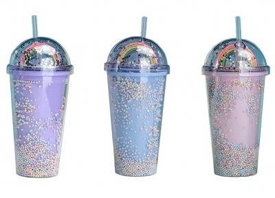 Rainbow Dome Lid Cup With Straw 450ml