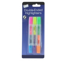 3 Double-Ended Highlighters, 6 Colours