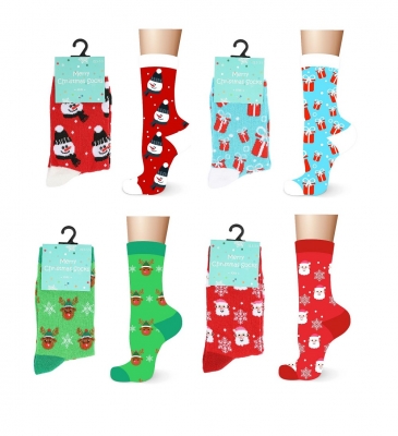 Kids Cotton Rich Christmas Design Socks