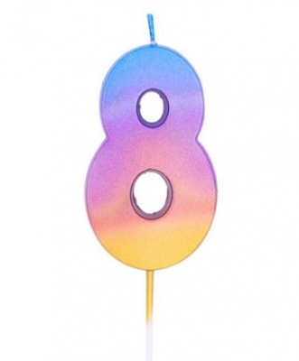 Age Eight Rainbow Ombre Candle ( 1 )