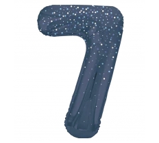 34" GLITZ 7 Blue Printed Prism Foil Balloon Numeral