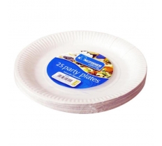 9" ( 23cm ) White Paper Disposable Plates 25 Pack
