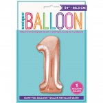 Rose Gold Number 1 Shaped Foil Balloon 34"