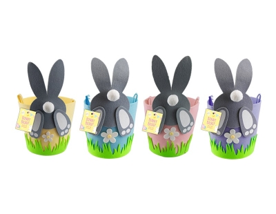 Easter Pom Pom Bunny Basket ( Assorted Colours )