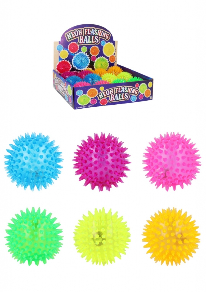 7.5cm Neon Light Up Flashing Spikey Ball - Click Image to Close