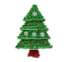 Tinsel Tree Plaque 35Cm With Decoration