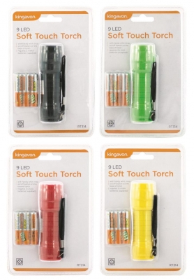 Blackspur 9 Led Soft Touch Torch With Batteries