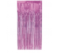 Pastel Pink Foil Fringe Door Curtain 1m x 2m