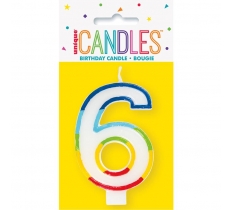 Rainbow Border Number 6 Birthday Candle