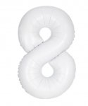 34" Unique Matte White Number 8 Foil Balloon