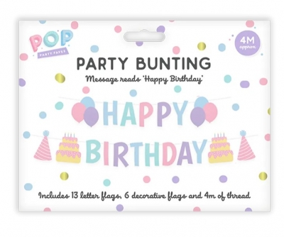 Pastel Multicolour Happy Birthday Party Bunting