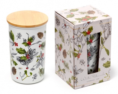Christmas Winter Botanicals RPET & Bamboo Storage Jar