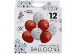 10" PRINTED CHRISTMAS BALLOONS IN HANGING BOX PACK OF 12