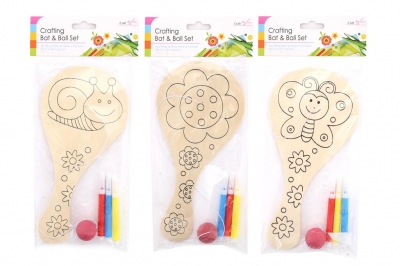 28X10 COLOUR YOUR OWN WOODEN BAT & BALL