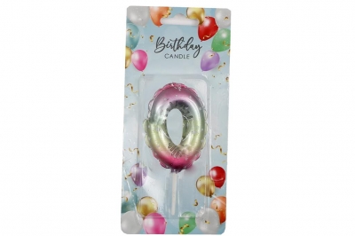 Rainbow Balloon Candle 6cm Number 0