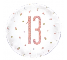 Birthday Rose Gold Glitz Number 13 Round Foil Balloon 18"