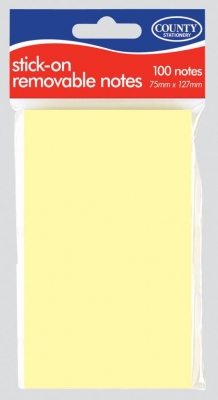 County Stick On Notes Yellow 76 X 127mm