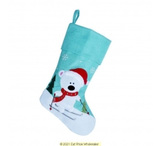 Deluxe Plush Polar Bear Mint Green Stocking 40cm X 25cm