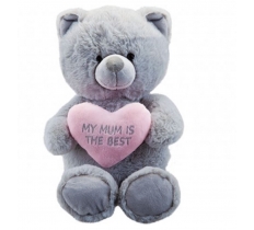 28cm Grey Bear With Mum Heart