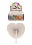 White Paper Heart Fan with White Plastic Handle (14.5cm)