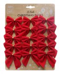 Red Flocked Mini Bows 15 Pack