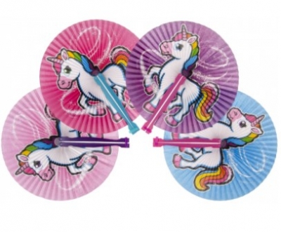 Hand Fan Unicorn x 12 Pack (25p Each)