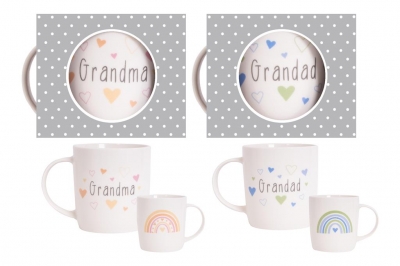 Gift Mug 12oz New Bone China Grandad & Grandma