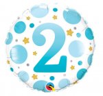 18" Blue Dots Age 2 Foil Balloon ( 1 )