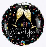 Round 18" New Year Bubbly Wine Toast Foil Balloon 1 Pack