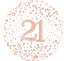 OAKTREE 18" 21ST BIRTHDAY WHITE & ROSE GOLD FOIL BALLOON