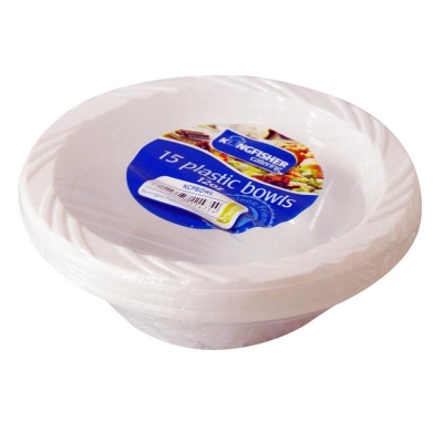 6" ( 15cm ) White Plastic Disposable Bowls 15 Pack