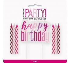 Pink Purple & Magenta "Happy Birthday" Candle Set