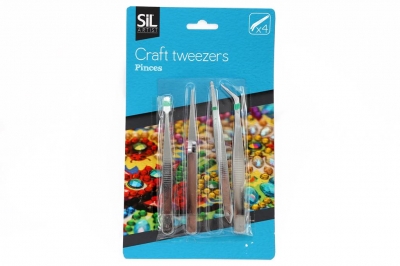 Assorted Craft Tweezers 4 Pack