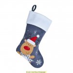 Deluxe Plush Reindeer Grey Knitted Stocking 40cm X 25cm