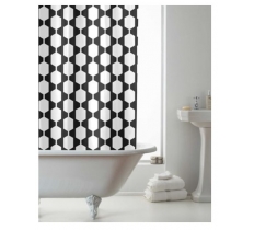 RETRO MONO DESIGN SHOWER CURTAINS WITH RINGS