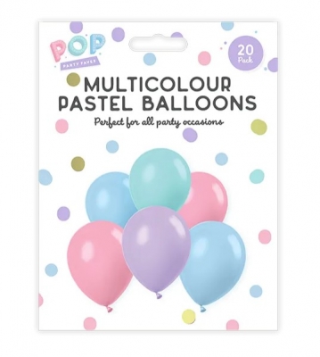 Pastel Multicolour Balloons 20pk