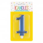 Metallic Blue Number 1 Birthday Candle