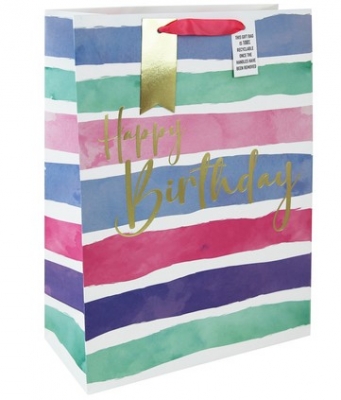 Female Birthday Stripes Large Bag