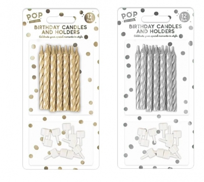Metallic Candles Set 12pk