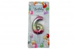 Rainbow Balloon Candle 6cm Number 6