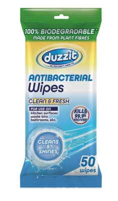 Duzzit Biodegrabale Antibacterial Wipes 50 Pack