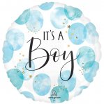 Baby Boy Blue Watercolour Standard HX Foil Balloons S40