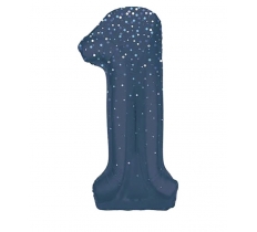 34" GLITZ 1 Blue Printed Prism Foil Balloon Numeral