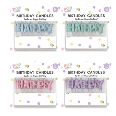 Pastel Happy Birthday Candles