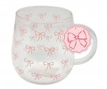Glass Mug With Bow Print 420ml