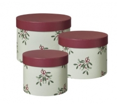Oh Mistletoe Lined Hat Box Set of 3