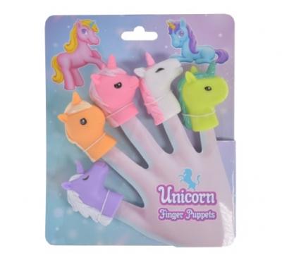Unicorn 5pc Finger Puppets - Tie Card
