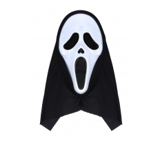 Adult Screaming Ghost Face Mask with Hood (18cm x 31cm)