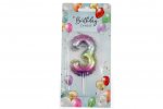 Rainbow Balloon Candle 6cm Number 3